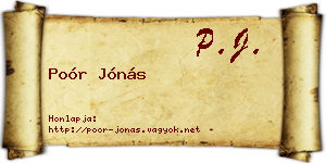 Poór Jónás névjegykártya